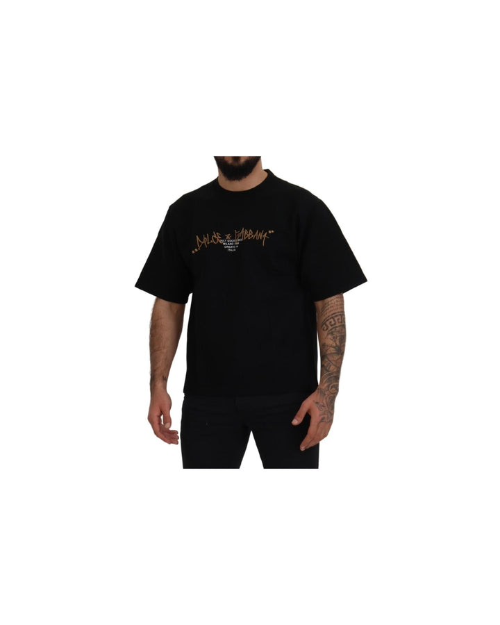 Authentic Dolce & Gabbana Black Logo T-Shirt 44 IT Men