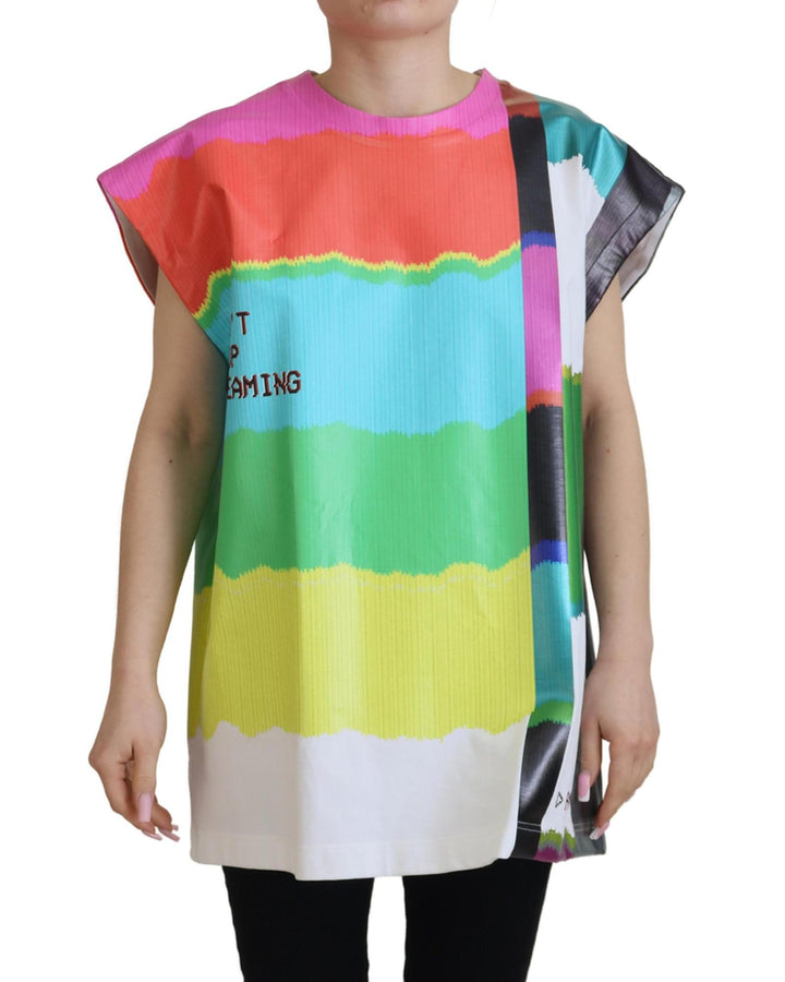 Dolce & Gabbana Sleeveless Blouse with Multicolor TV Print 38 IT Women