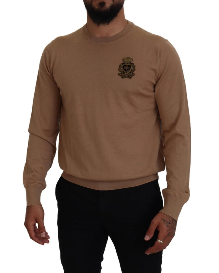 Cashmere Crewneck Pullover Sweater with Logo Details 48 IT Men