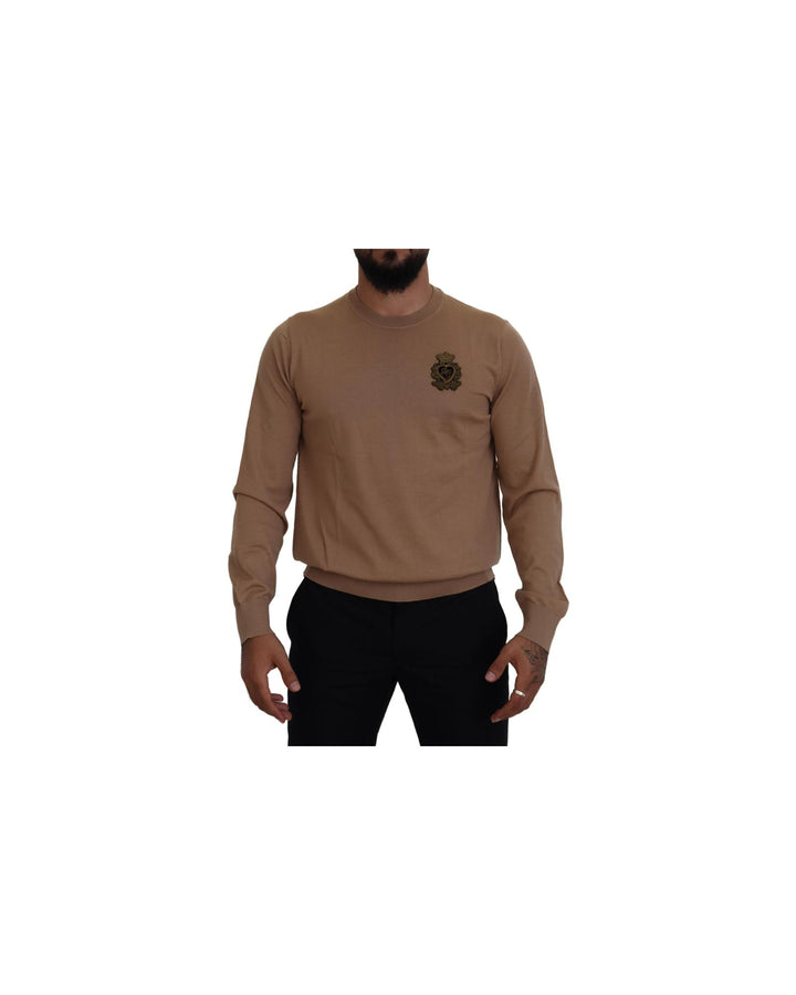 Cashmere Crewneck Pullover Sweater with Logo Details 52 IT Men