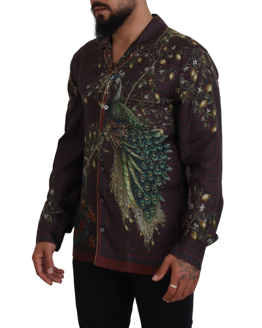 Stunning Dolce & Gabbana Silk Shirt with Ostrich Print S Men