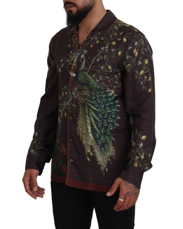 Stunning Dolce & Gabbana Silk Shirt with Ostrich Print S Men