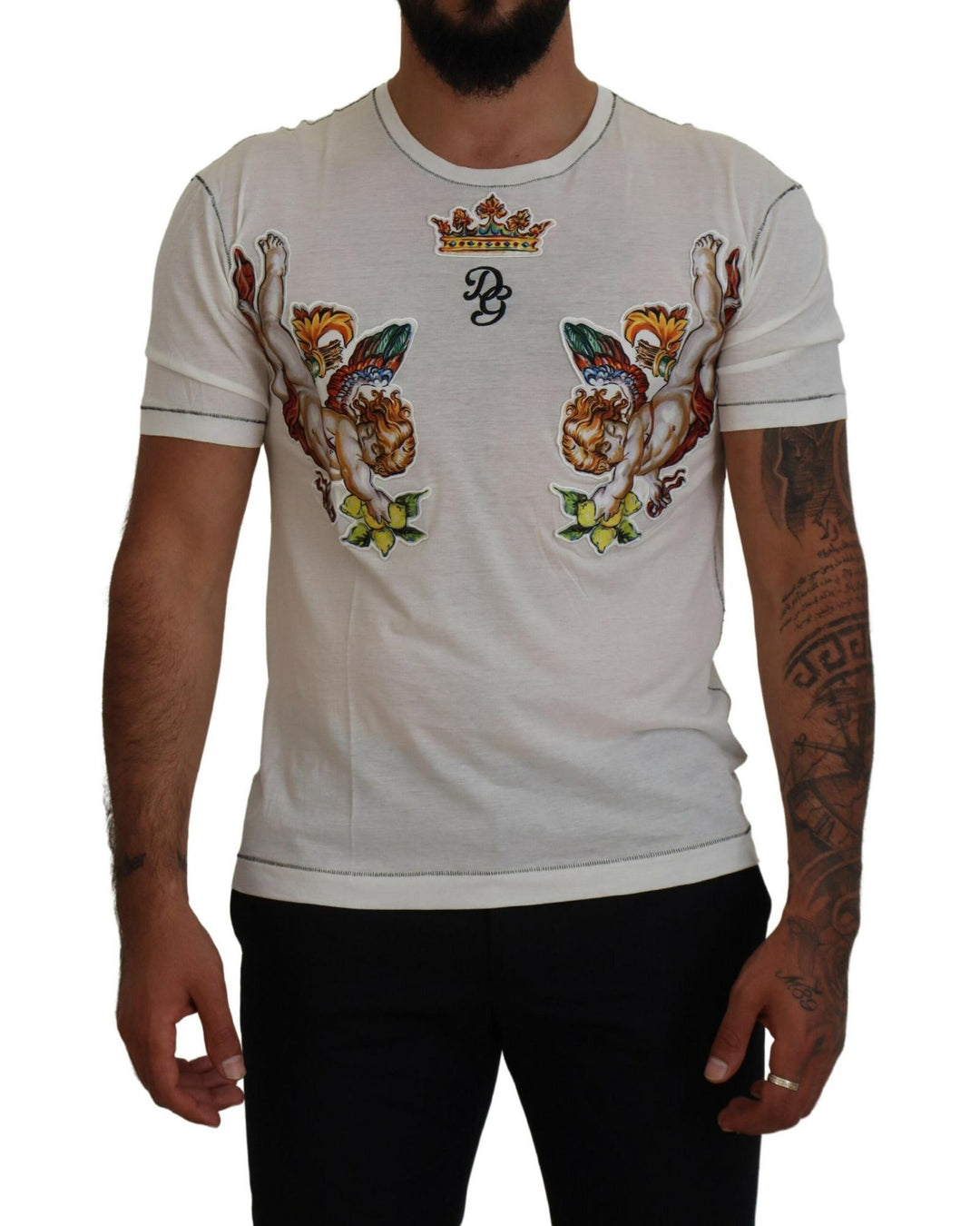 Short-Sleeved Cotton Blend T-Shirt with Logo Print 44 IT Men