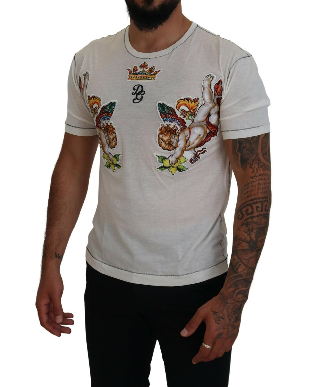 Short-Sleeved Cotton Blend T-Shirt with Logo Print 44 IT Men