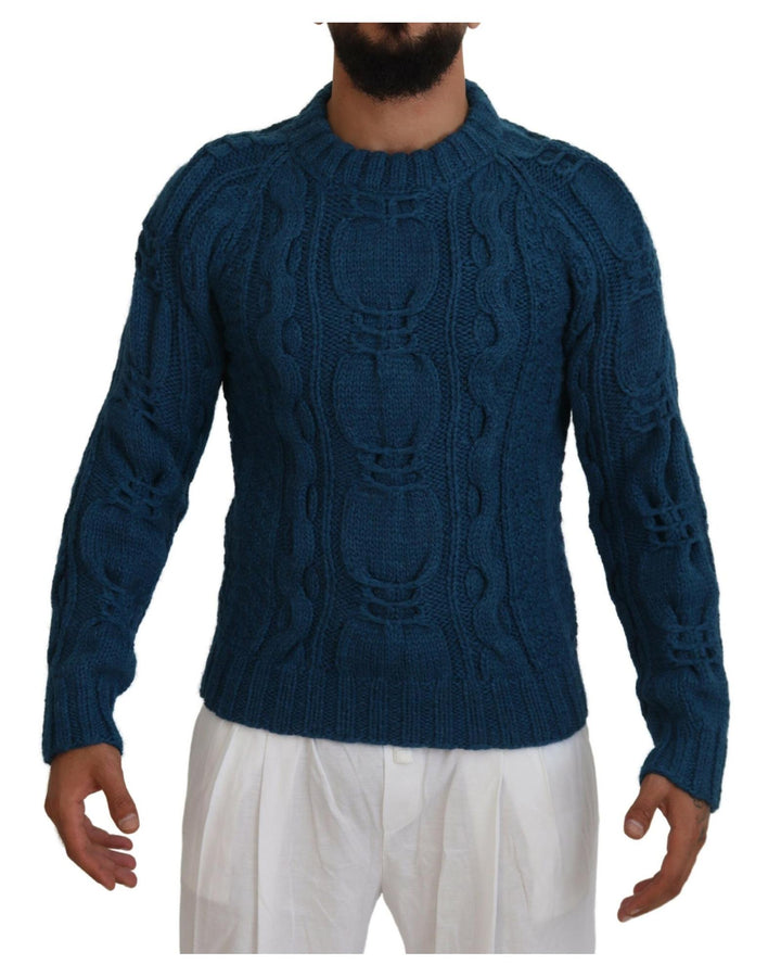 Blue Crewneck Pullover Sweater with Logo Details 46 IT Men