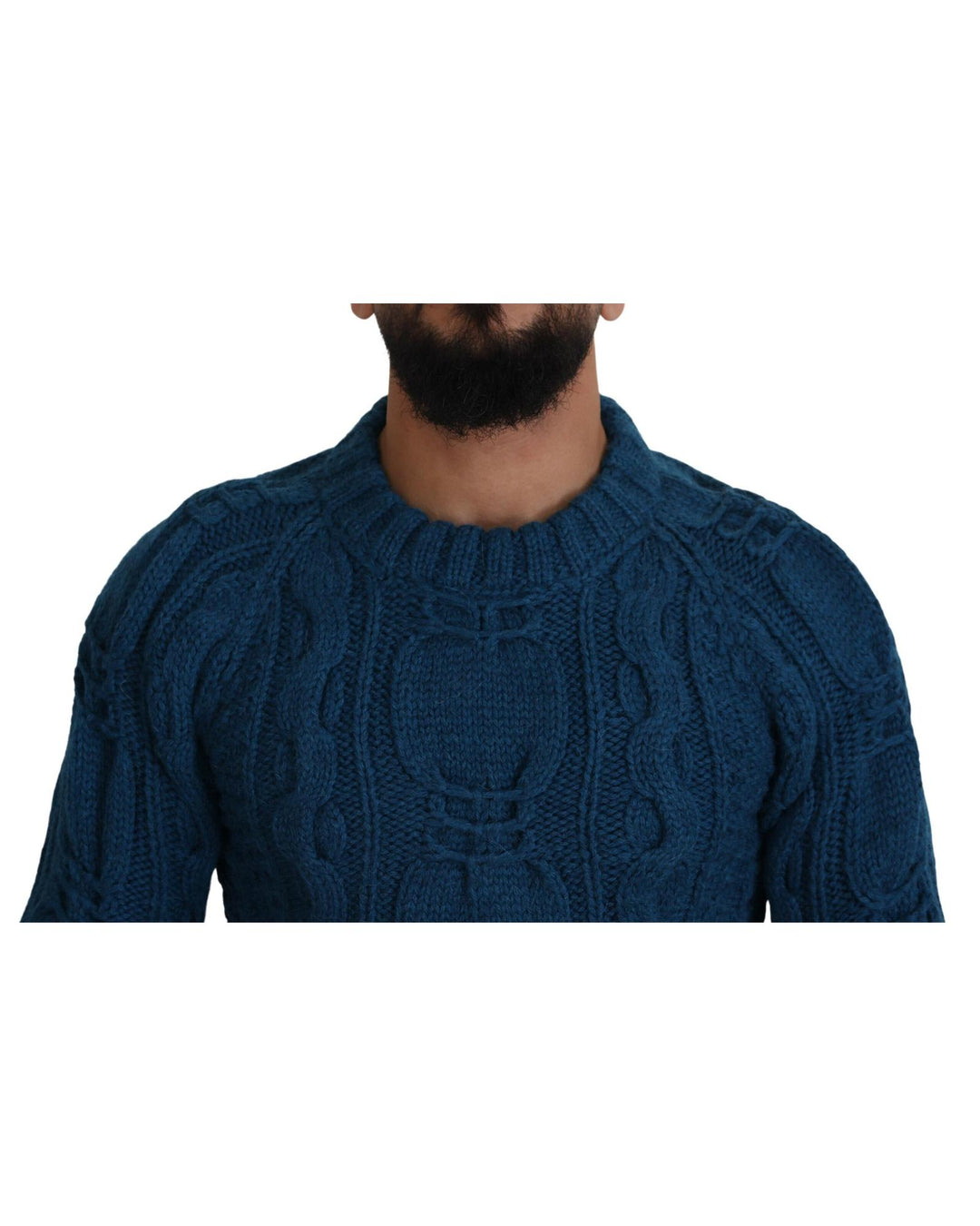 Blue Crewneck Pullover Sweater with Logo Details 48 IT Men