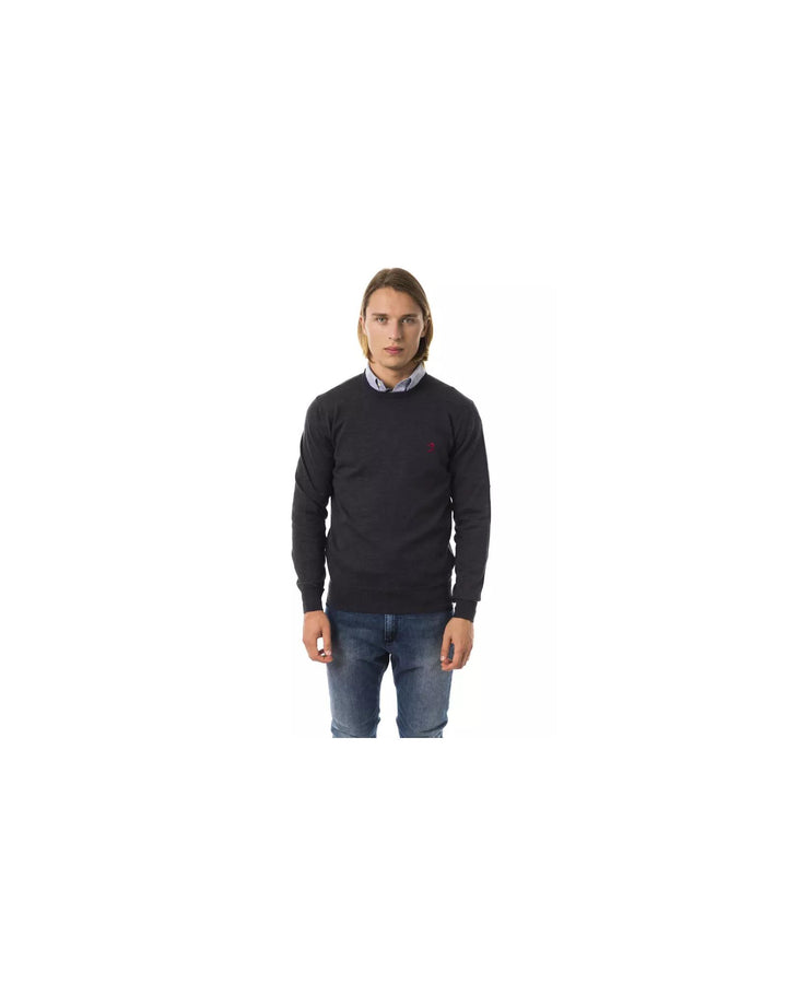 Embroidered Crew Neck Sweater made from Extrafine Wool Merinos Fabric XS Men