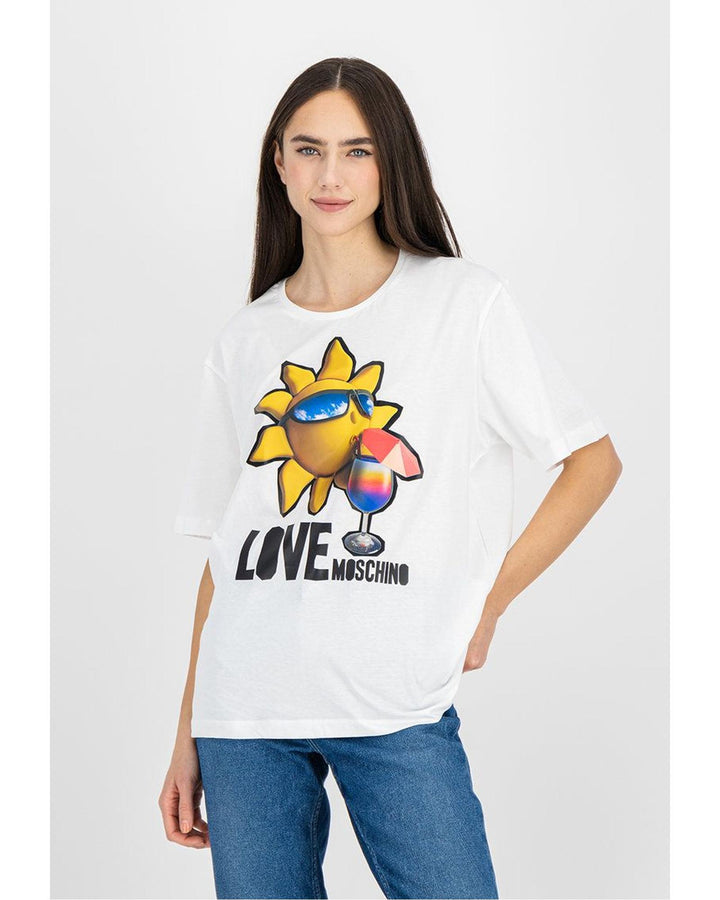 Love Moschino Logo Print Cotton T-Shirt 40 IT Women