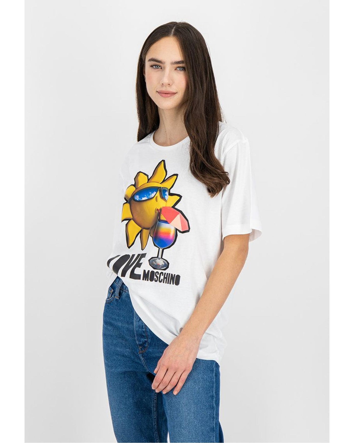 Love Moschino Logo Print Cotton T-Shirt 40 IT Women