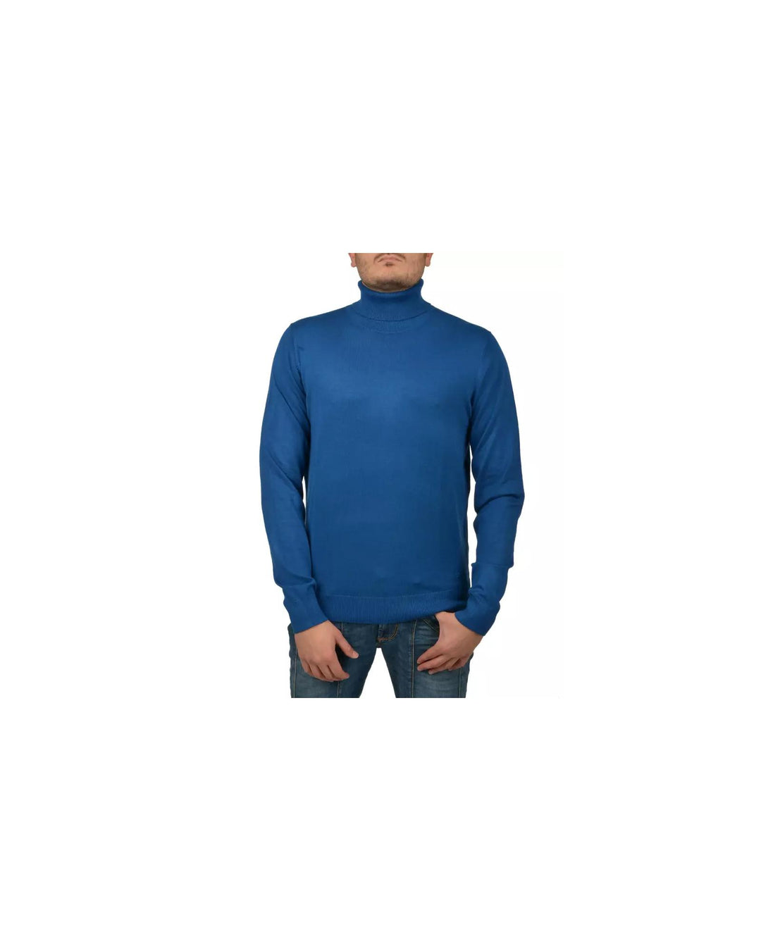 Turtleneck Sweater with Logo Detail in China Blue W29 US Men