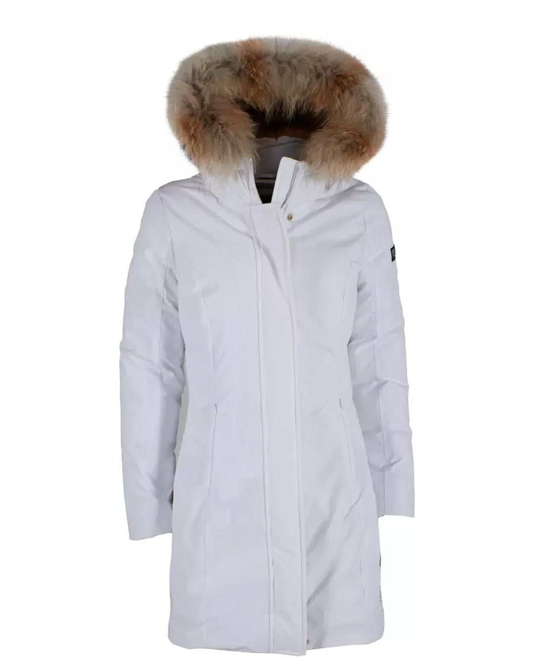 Womens Technical Fabric Jacket with Goose Down Filling and Fur Hood L Women