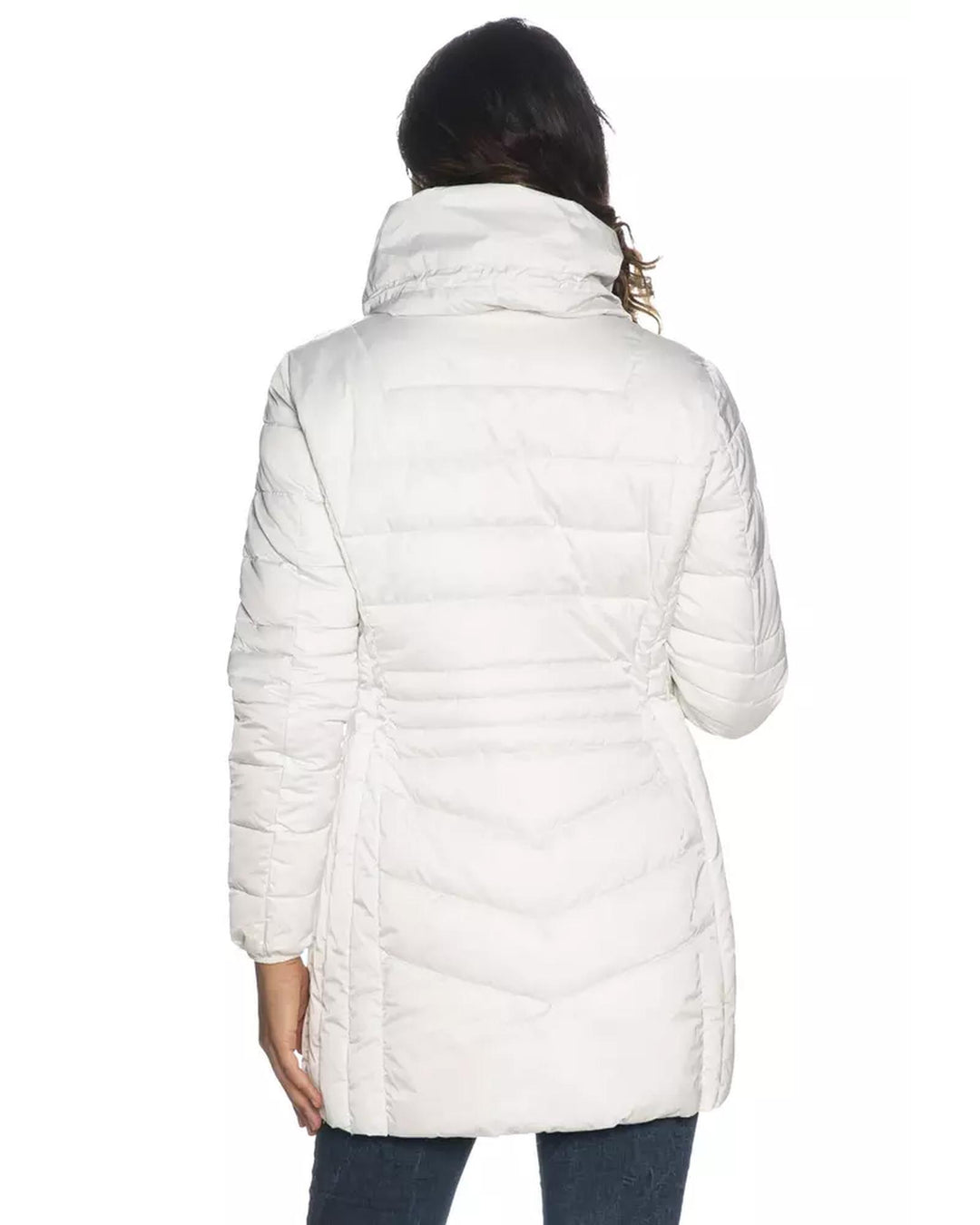 Quilted Technical Fabric Jacket with Wrap-around Collar and Zipper Closure M Women