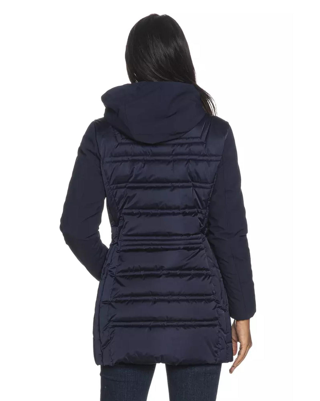 Technical Fabric Jacket with Drawstring Hood and Front Zipper Closure XL Women