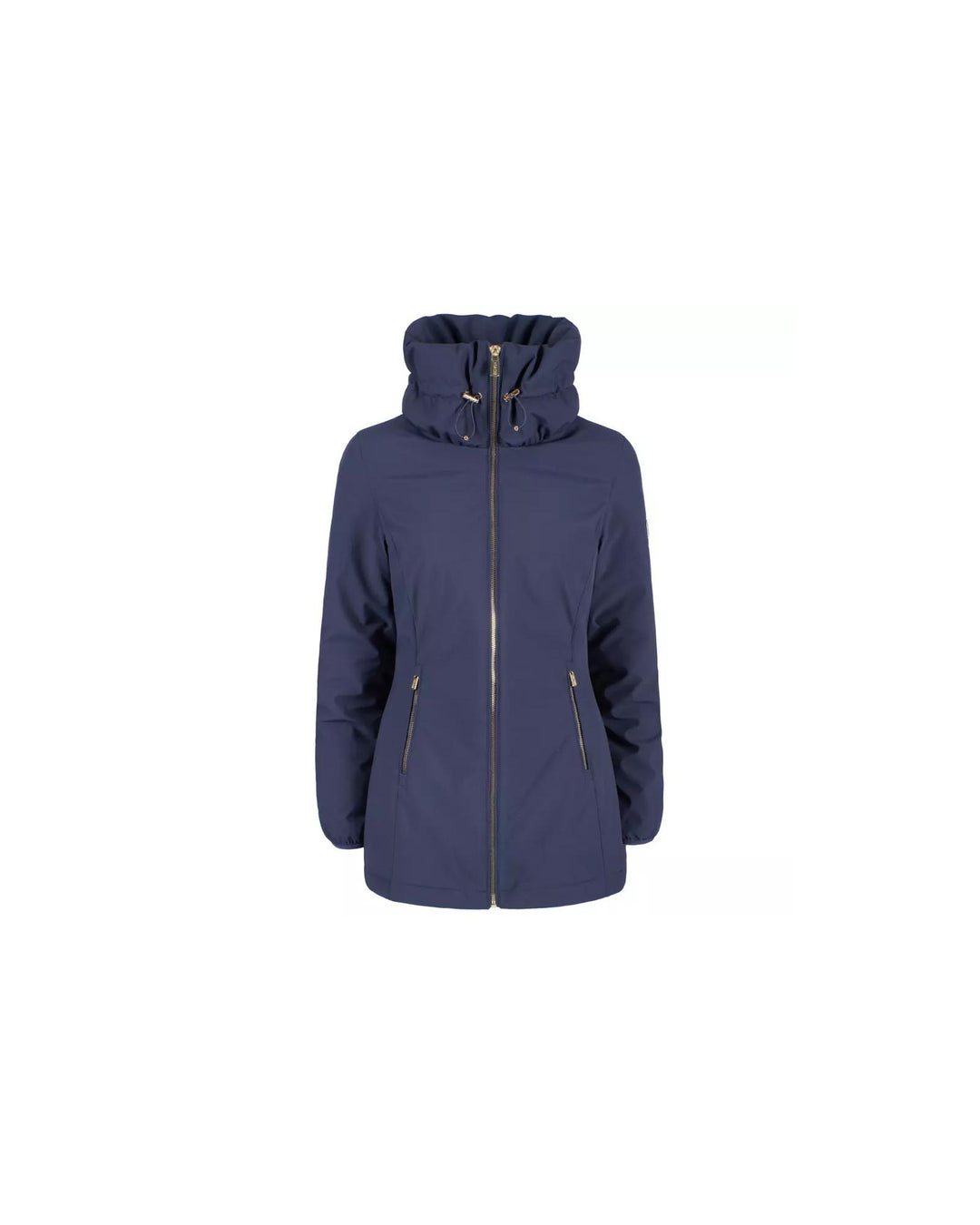 Technical Fabric Down Jacket with High Collar and Zip Closure L Women