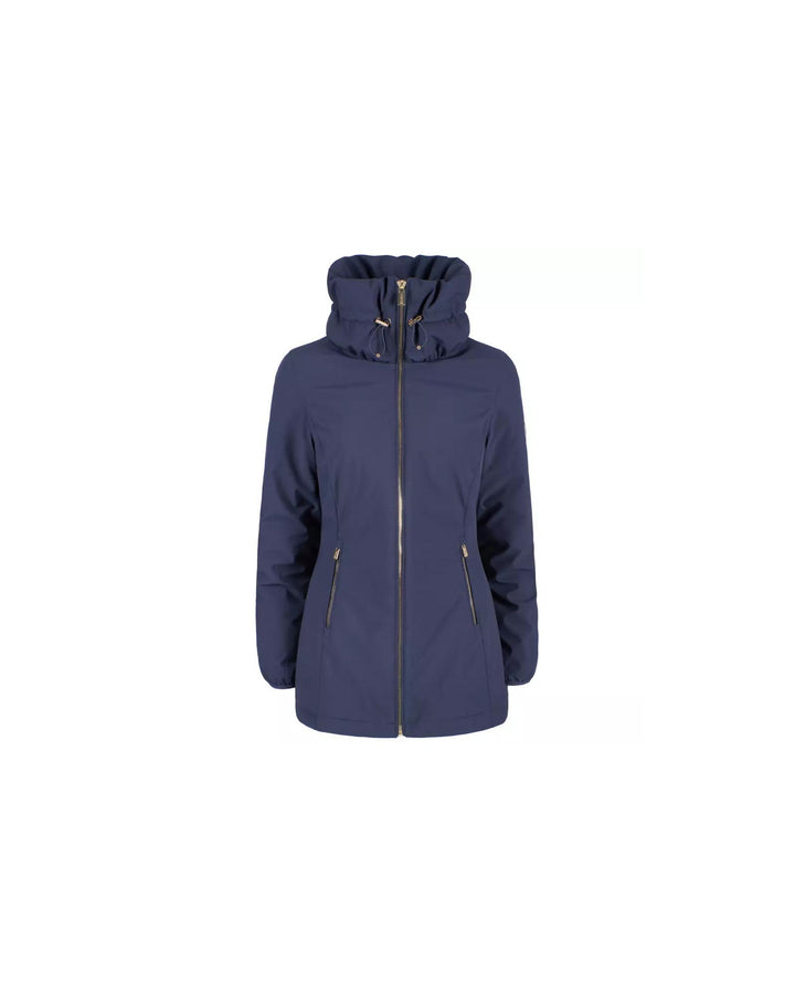 Technical Fabric Down Jacket with High Collar and Zip Closure M Women