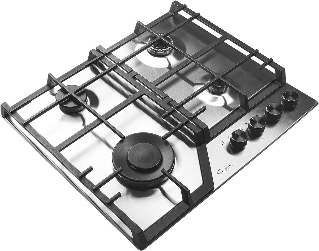 Empava Gas Cooktop 60cm Kitchen Stove 4 Burner Cook Top NG LPG Convertible in Stainless Steel