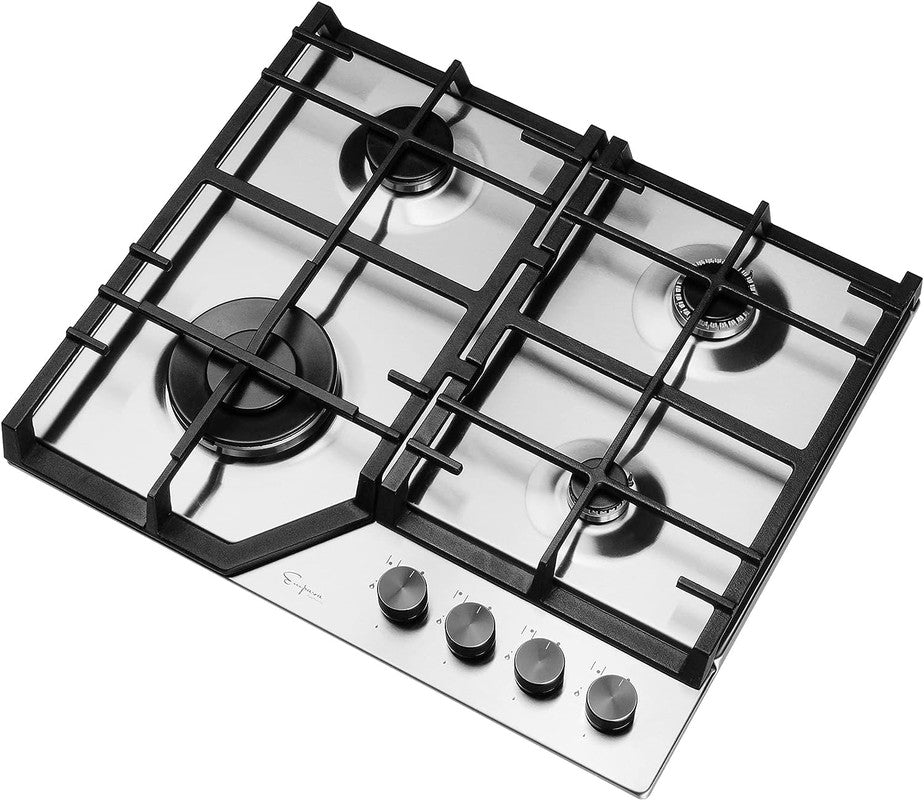 Empava Gas Cooktop 60cm Kitchen Stove 4 Burner Cook Top NG LPG Convertible in Stainless Steel