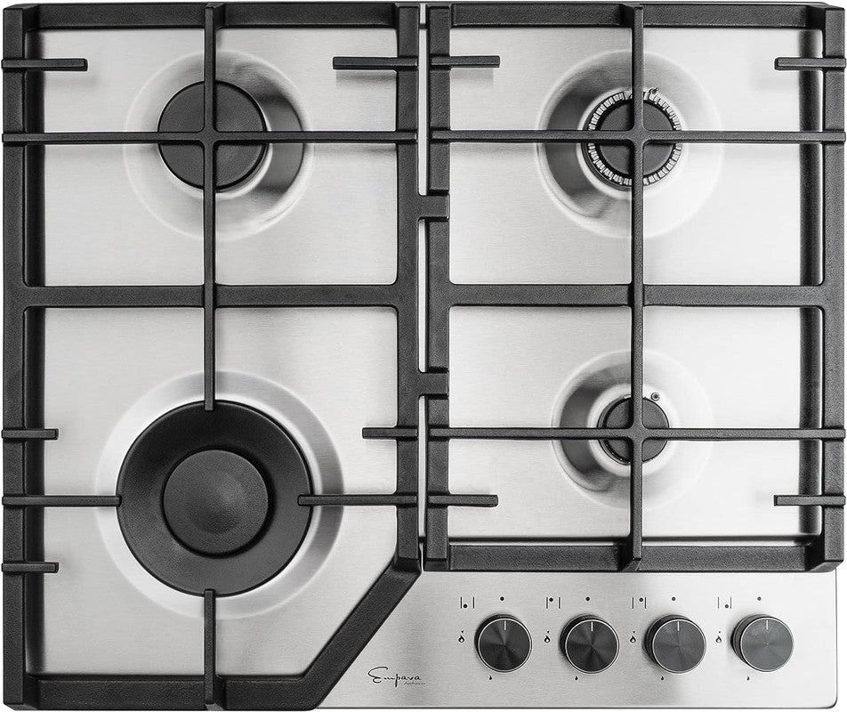 Empava Gas Cooktop 60cm Kitchen Stove 4 Burner Cook Top NG LPG Convertible in Stainless Steel