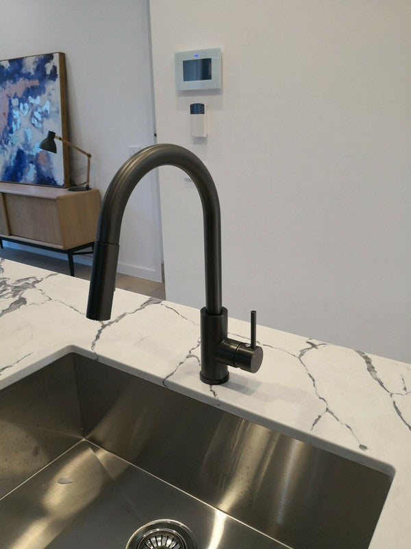 2023 Matte Black Pull out Kitchen tap Solid stainless steel PVD plated