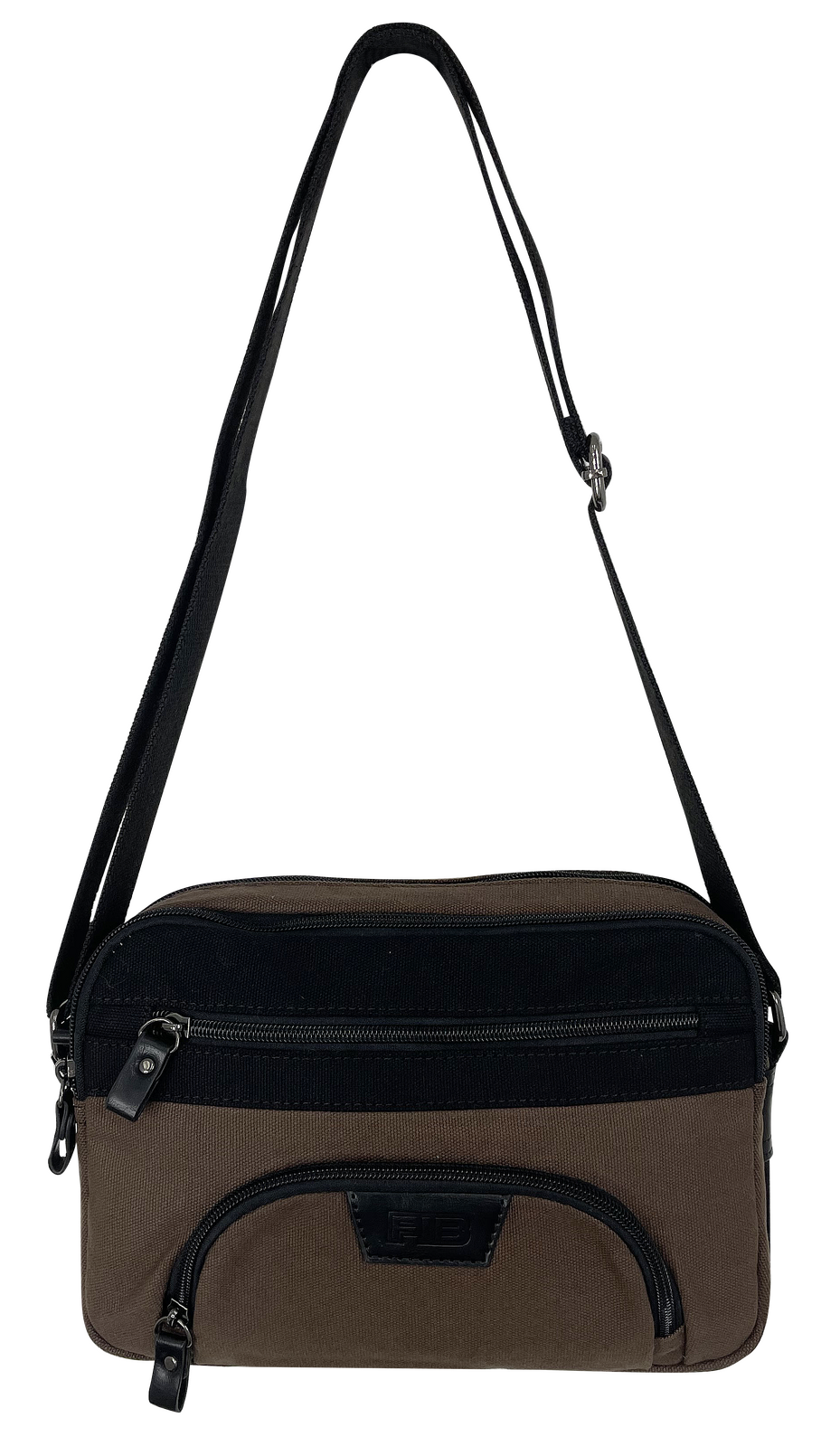 FIB Byron East West Sling Shoulder Bag Travel Adjustable Strap - Brown