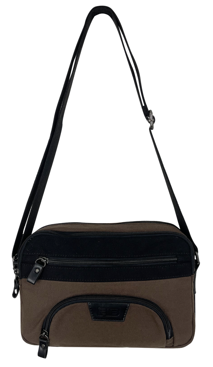 FIB Byron East West Sling Shoulder Bag Travel Adjustable Strap - Brown