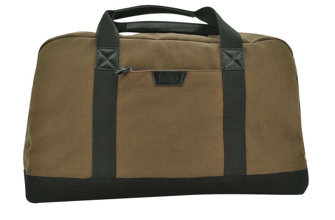 FIB Byron Cotton Canvas Overnight Bag Travel Luggage Duffle Duffel - Brown