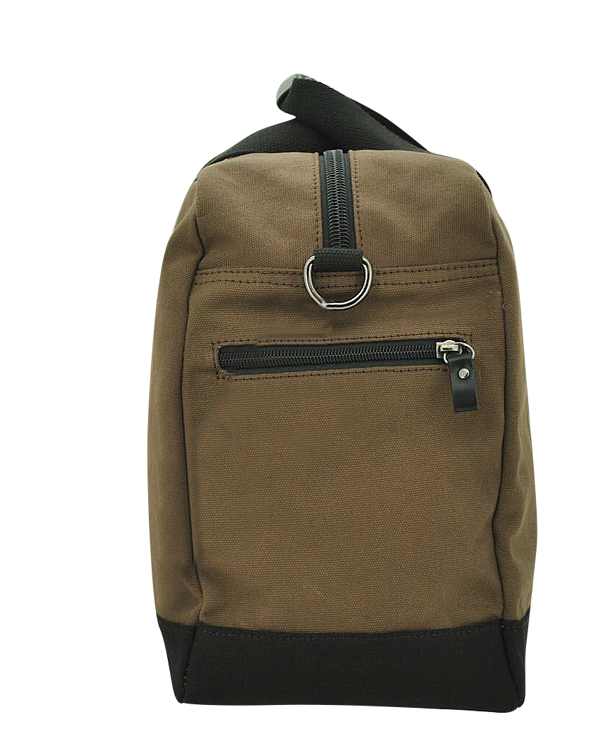 FIB Byron Cotton Canvas Overnight Bag Travel Luggage Duffle Duffel - Brown