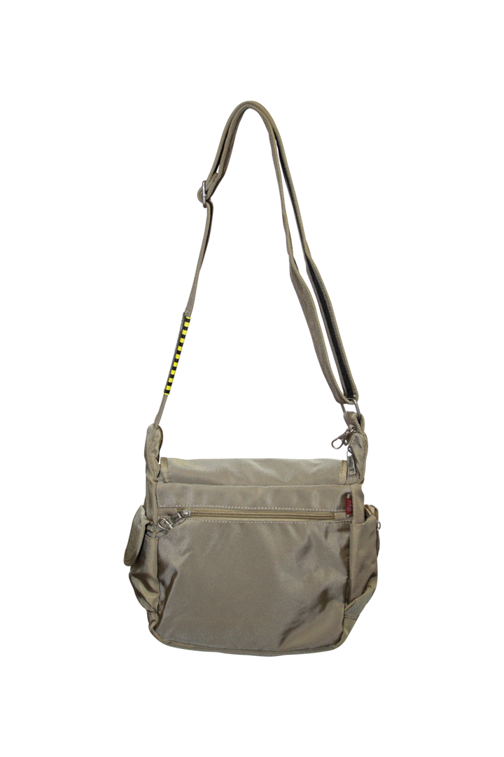 FIB Mens Flapover Shoulder Bag Cross Body Travel Satchel Shoulder Strap - Sand