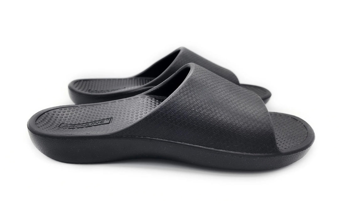 Archline Rebound Orthotic Slides Flip Flop Thongs Slip On Arch Support - Black - Euro 41