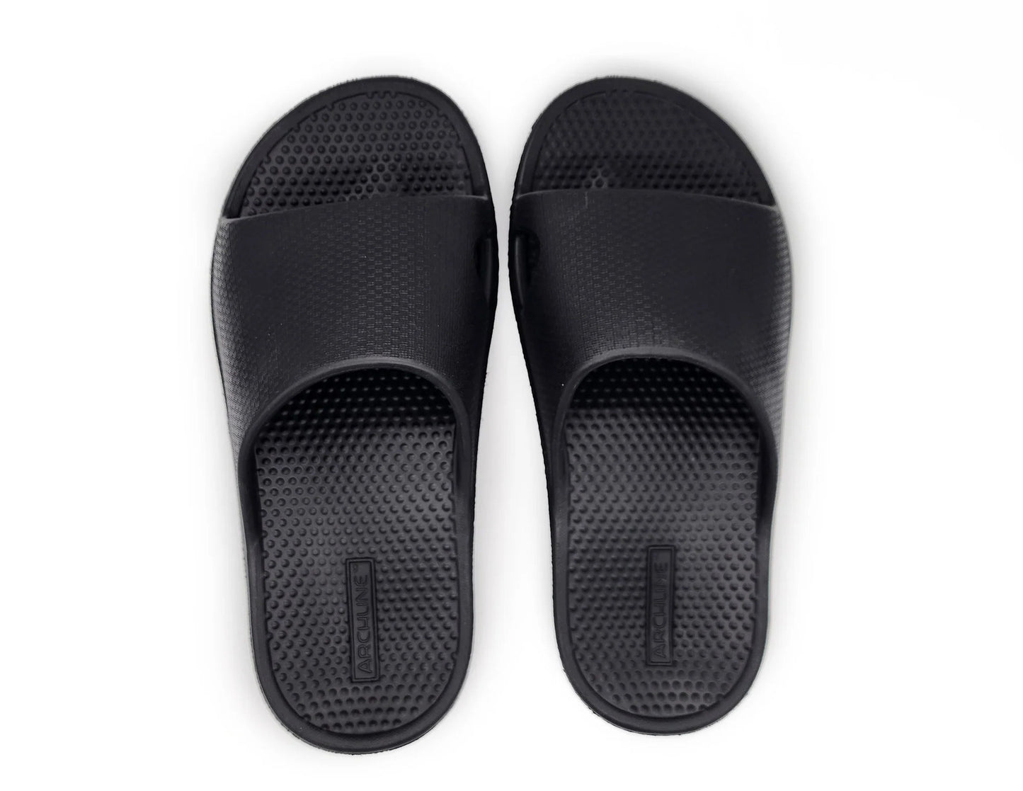 Archline Rebound Orthotic Slides Flip Flop Thongs Slip On Arch Support - Black - Euro 43