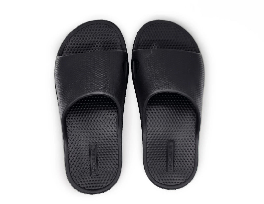 Archline Rebound Orthotic Slides Flip Flop Thongs Slip On Arch Support - Black - Euro 44