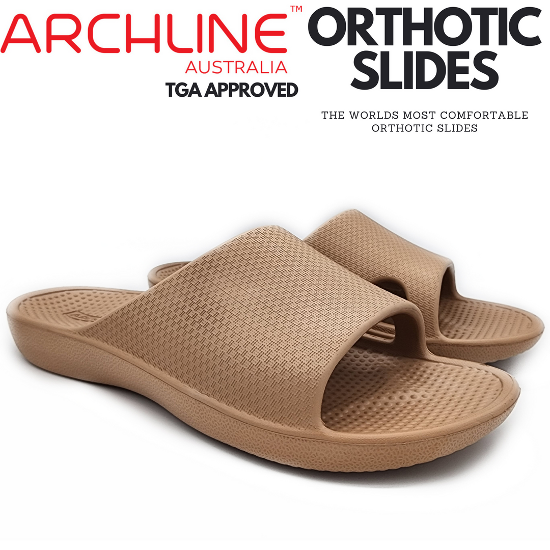 Archline Rebound Orthotic Slides Flip Flop Thongs Slip On Arch Support - Putty - Euro 36