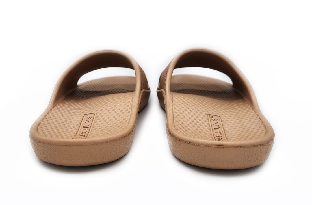 Archline Rebound Orthotic Slides Flip Flop Thongs Slip On Arch Support - Putty - Euro 36