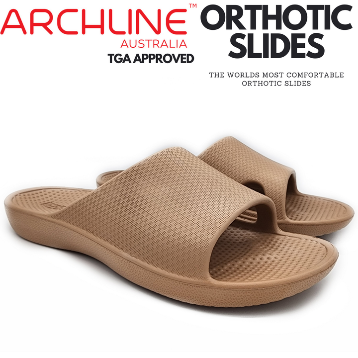 Archline Rebound Orthotic Slides Flip Flop Thongs Slip On Arch Support - Putty - Euro 40