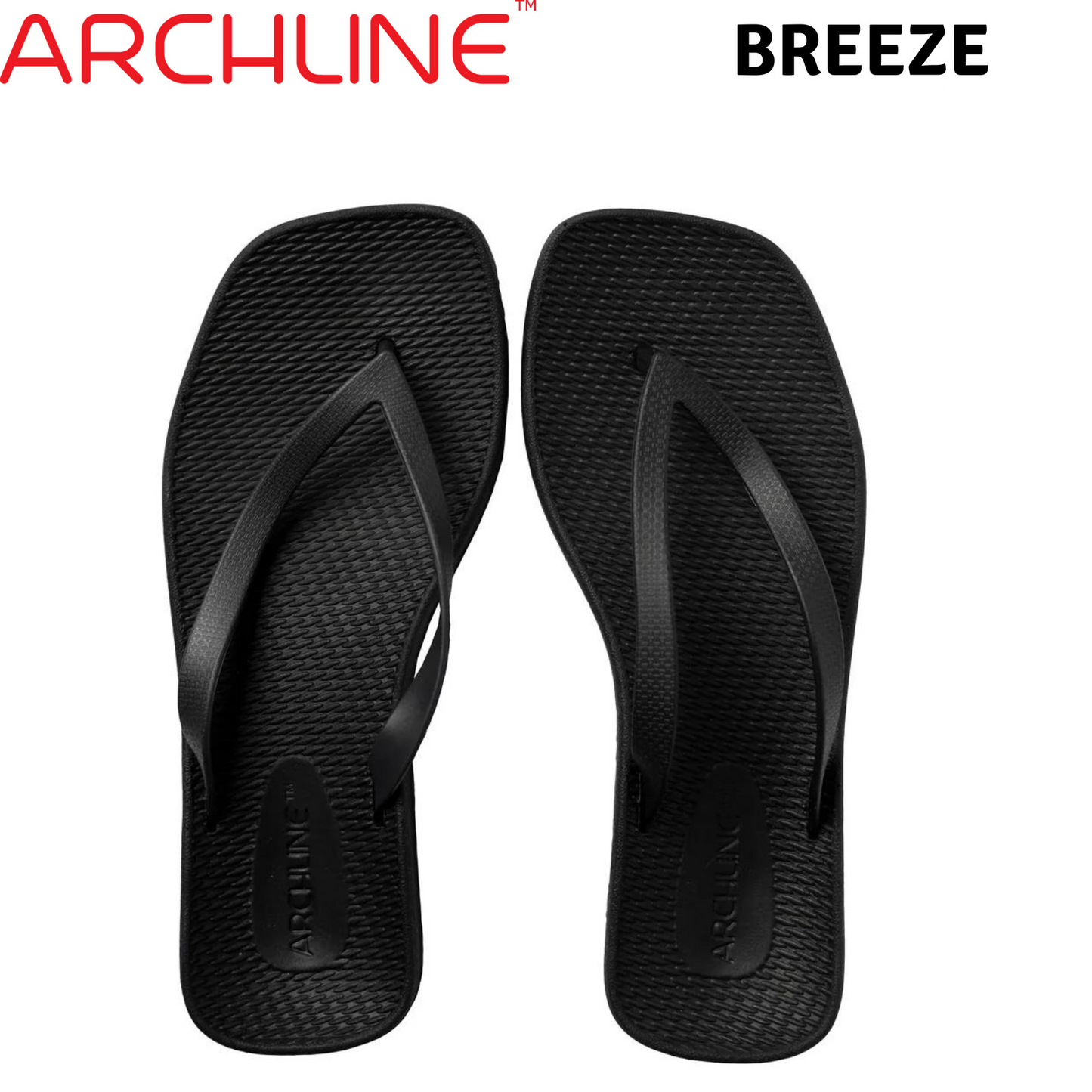 ARCHLINE Breeze Arch Support Orthotic Thongs Flip Flops Arch Support - Black - 37 EUR (Womens 6US)