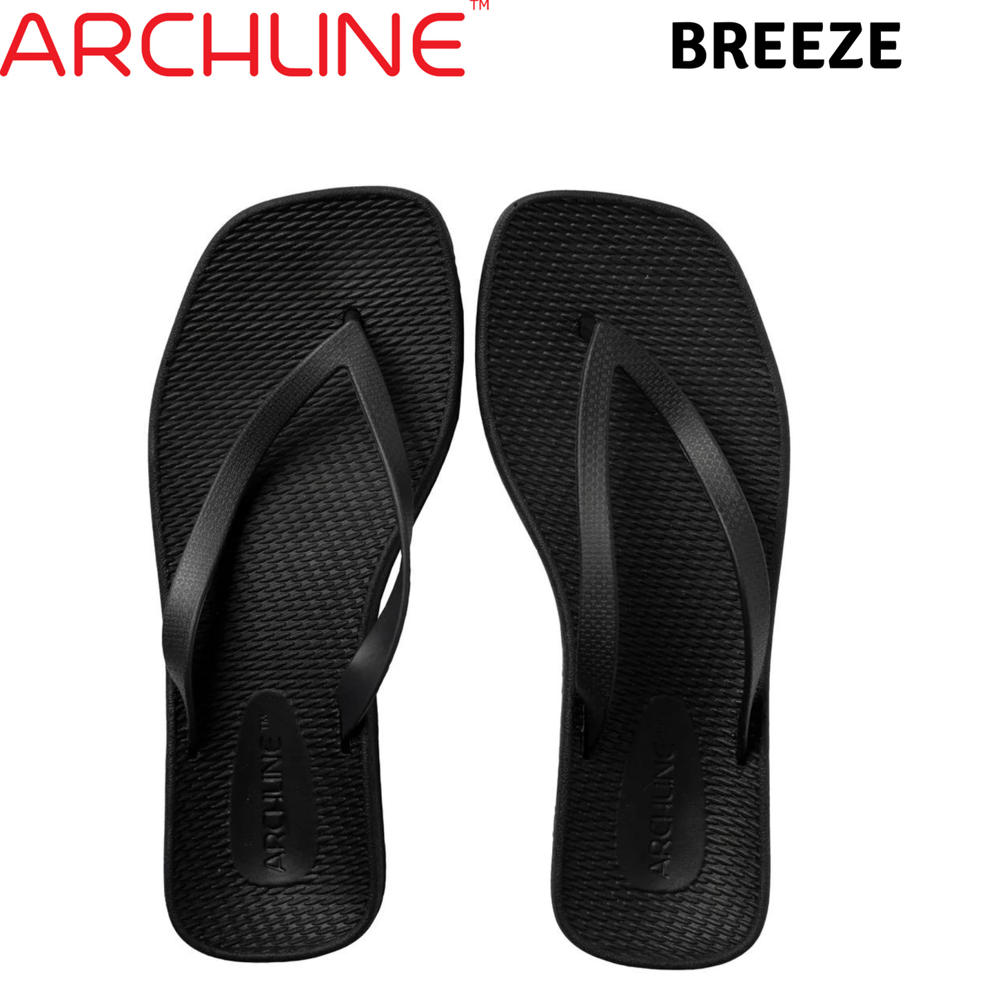 ARCHLINE Breeze Arch Support Orthotic Thongs Flip Flops Arch Support - Black - 40 EUR (Womens 9US/Mens 7US)