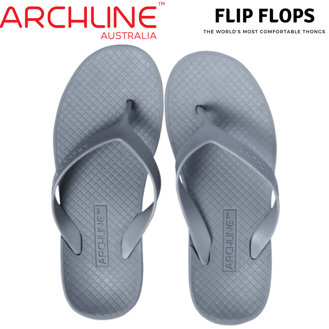 ARCHLINE Orthotic Flip Flops Thongs Arch Support Shoes Footwear - Grey - EUR 42