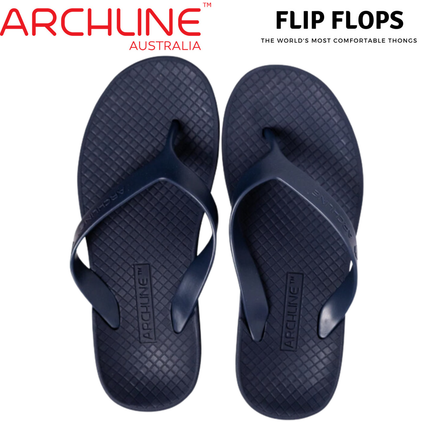 ARCHLINE Flip Flops Orthotic Thongs Arch Support Shoes Footwear - Navy - EUR 37