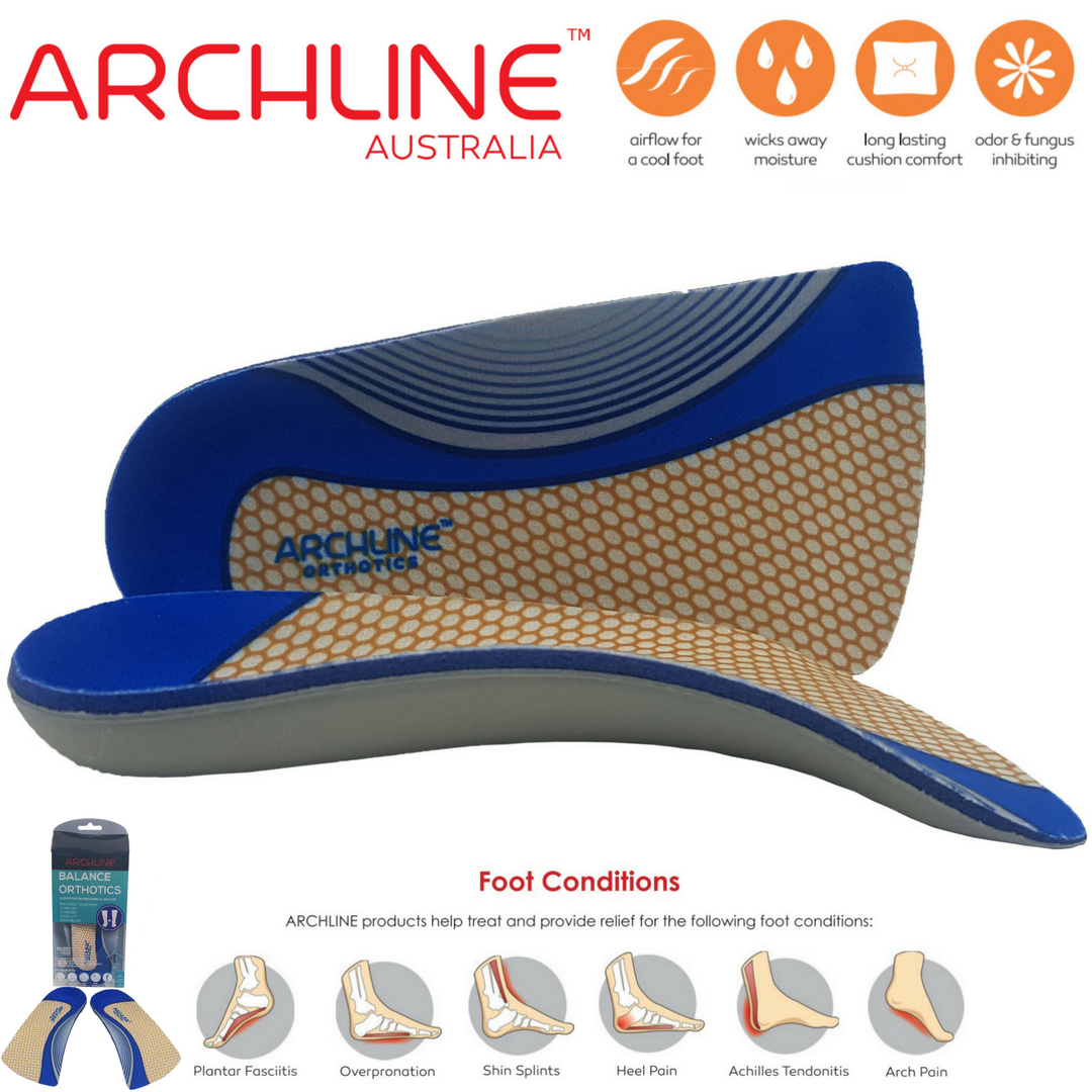 ARCHLINE 3/4 Slim Orthotics Plantar Fasciitis Insoles Balance Support Relief - EUR 36