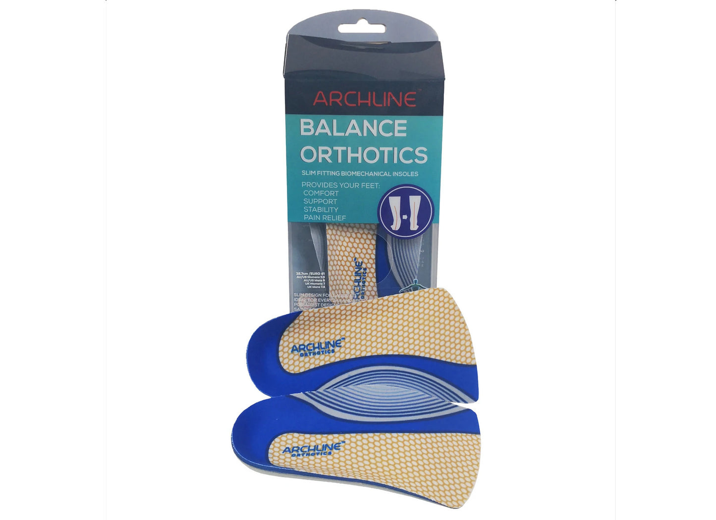 ARCHLINE 3/4 Slim Orthotics Plantar Fasciitis Insoles Balance Support Relief - EUR 41