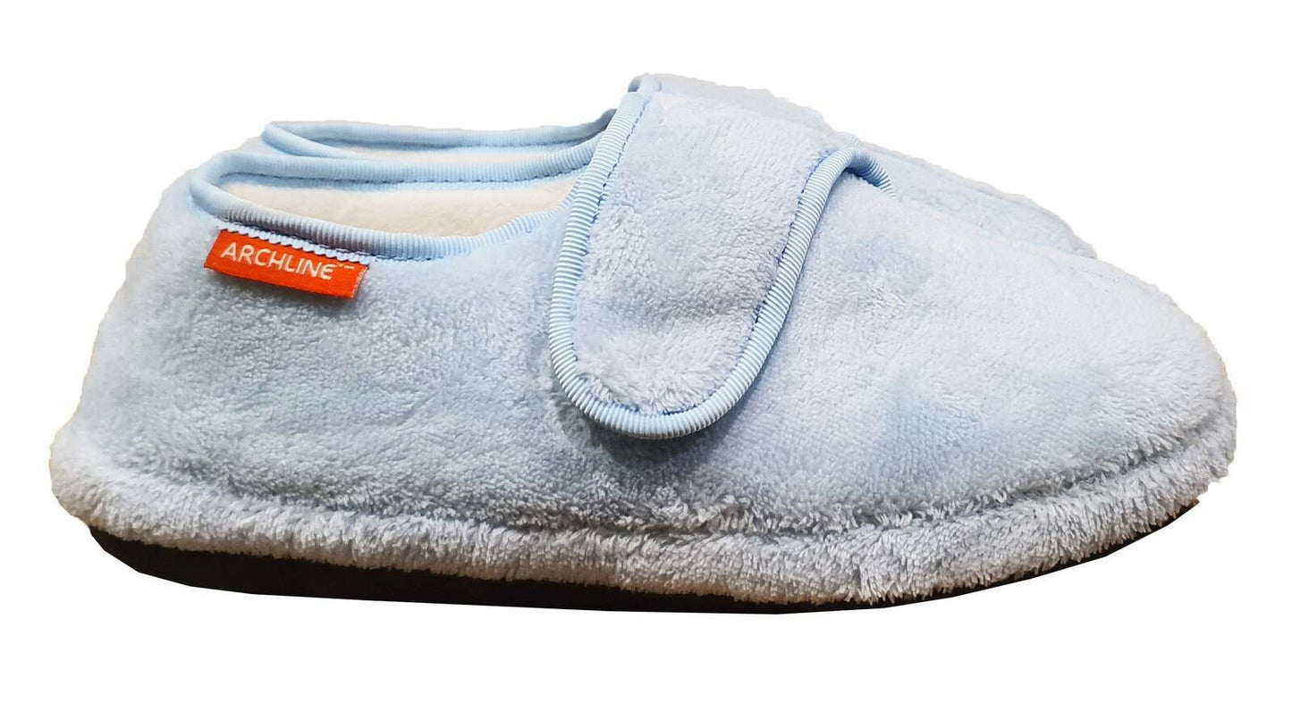 ARCHLINE Orthotic Plus Slippers Closed Scuffs Pain Relief Moccasins - Baby Blue - EU 38