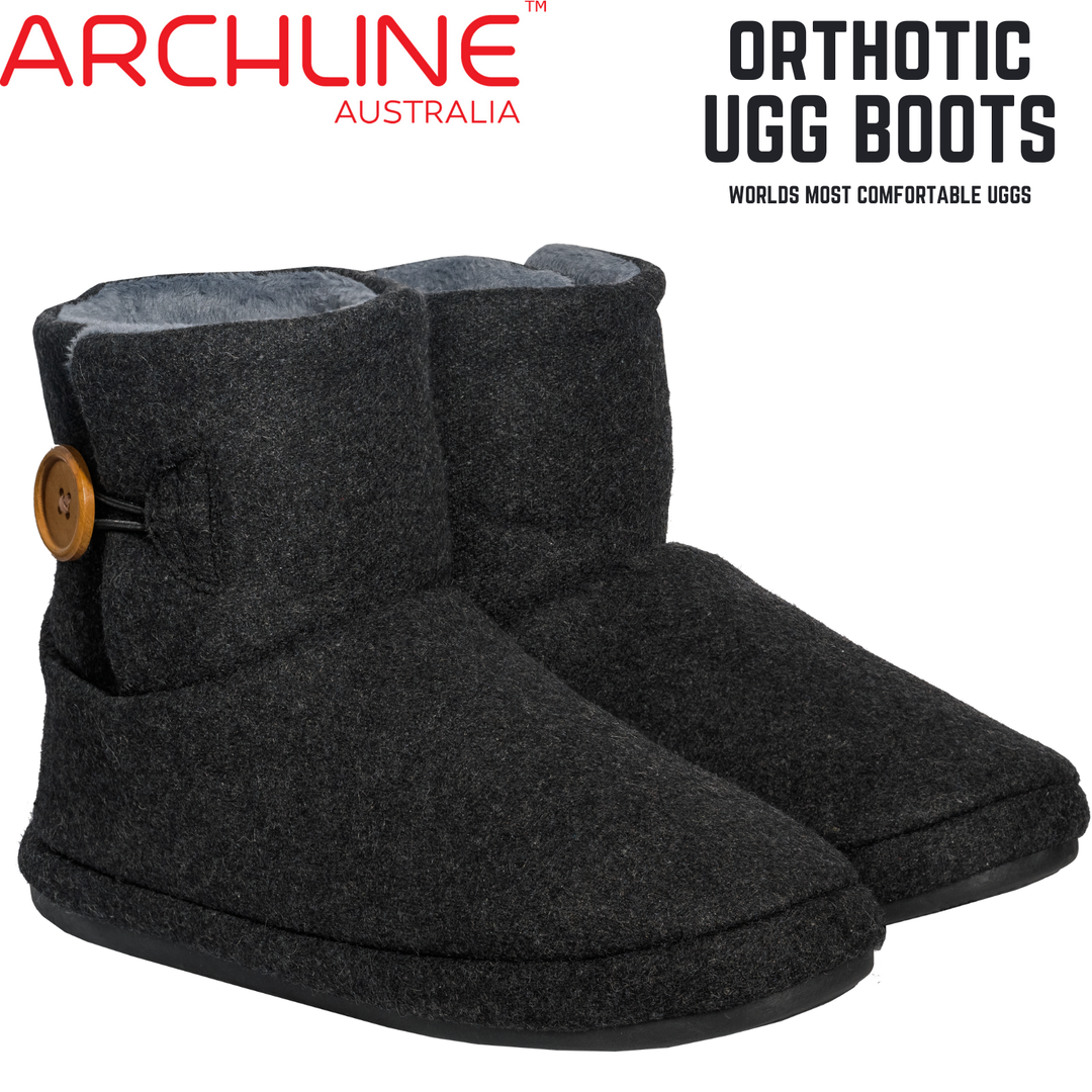 Archline Orthotic UGG Boots Slippers Arch Support Warm Orthopedic Shoes - Charcoal - EUR 37 (Women's US 6/Men's US 4)