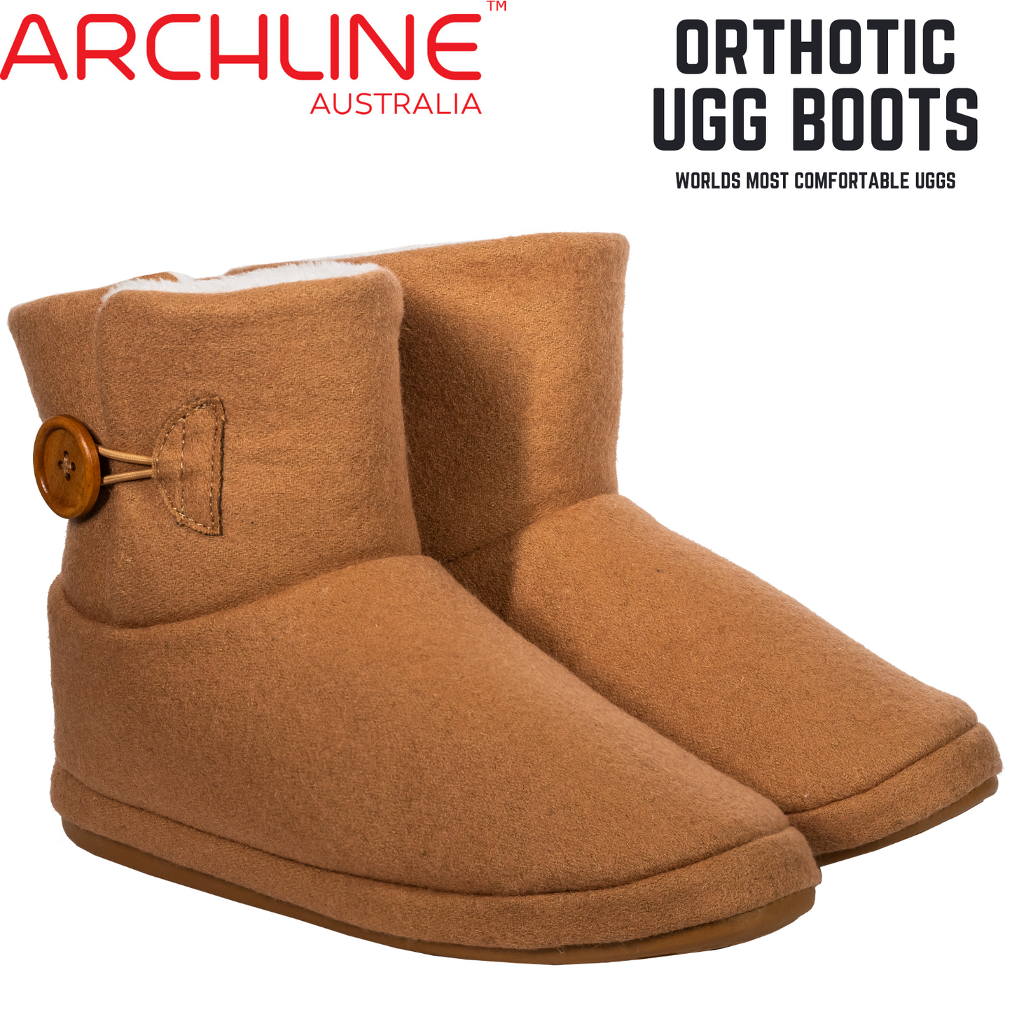 Archline Orthotic UGG Boots Slippers Arch Support Warm Orthopedic Shoes - Chestnut - EUR 35 (Women's US 4/Men's US 2)