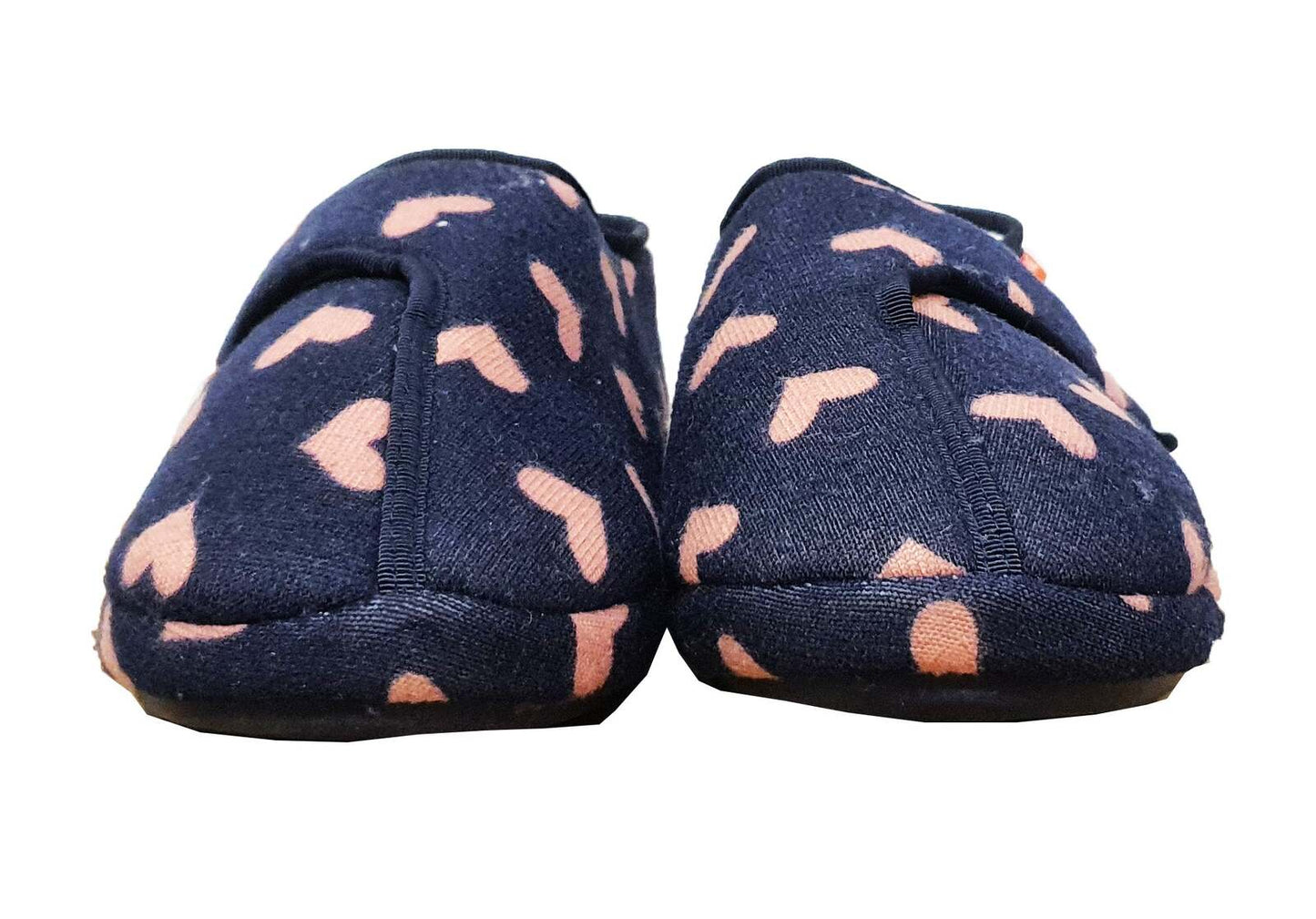 ARCHLINE Orthotic Plus Slippers Closed Scuffs Pain Relief Moccasins - Navy Hearts - EU 38