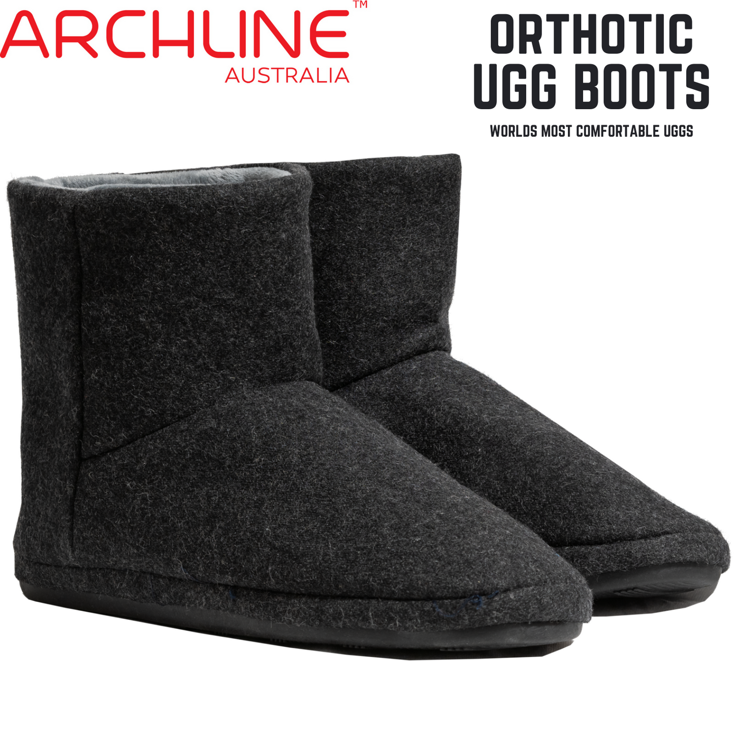 Archline Orthotic UGG Boots Slippers Arch Support Warm Orthopedic Shoes - Black - EUR 40 (Mens US 7)