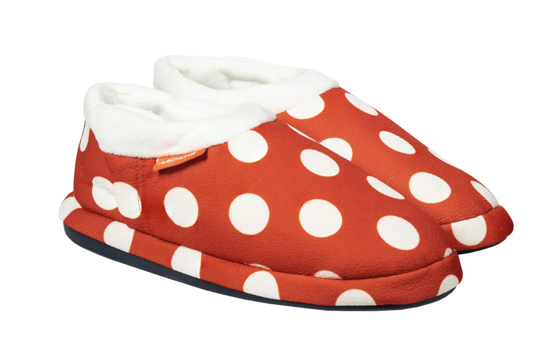 ARCHLINE Orthotic Slippers CLOSED Back Scuffs Moccasins Pain Relief - Red Polka Dots - EUR 40 (Womens 9 US)