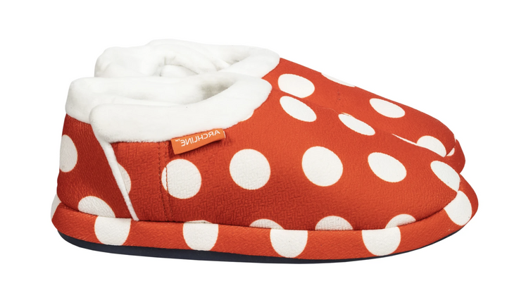 ARCHLINE Orthotic Slippers CLOSED Back Scuffs Moccasins Pain Relief - Red Polka Dots - EUR 41 (Womens 10 US)