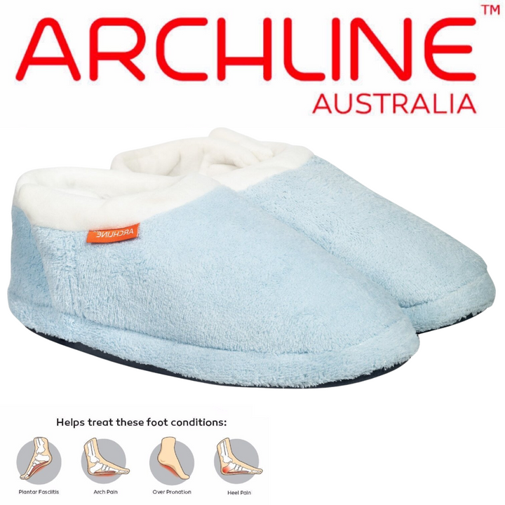 ARCHLINE Orthotic Slippers Closed Scuffs Pain Relief Moccasins - Sky Blue - EUR 36