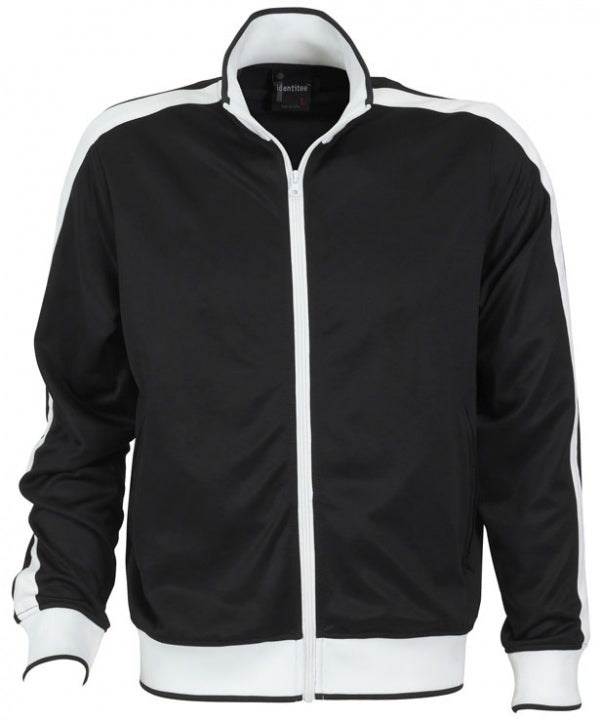 Identitee Mens Varsity Track Top Jacket Tracksuit Warm Winter Jumper Long Sleeve - Black/White - 3XL