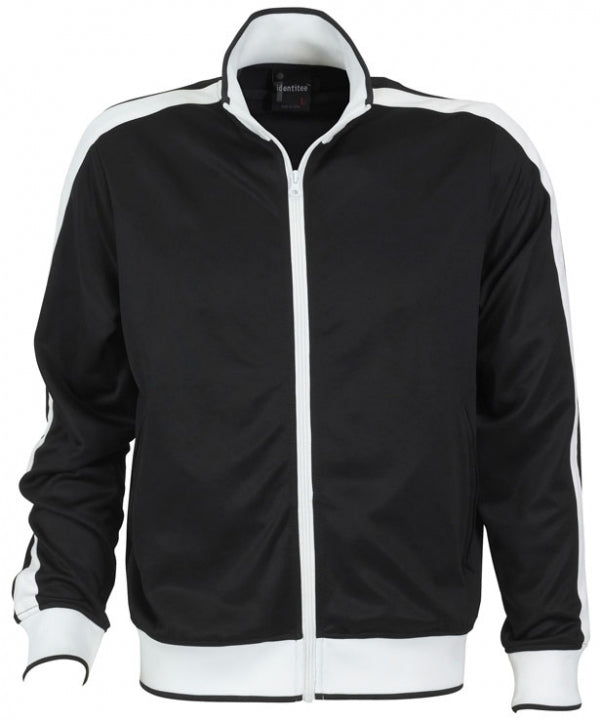 Identitee Mens Varsity Track Top Jacket Tracksuit Warm Winter Jumper Long Sleeve - Black/White - L